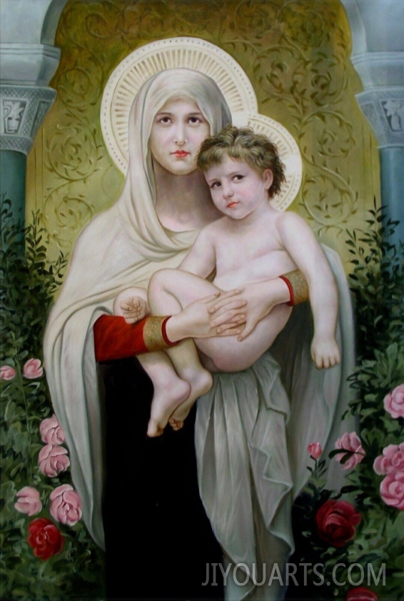 religion Mary and child Jesus after Bouguereau painting oil painting on canvas， religious mother and child oil painting