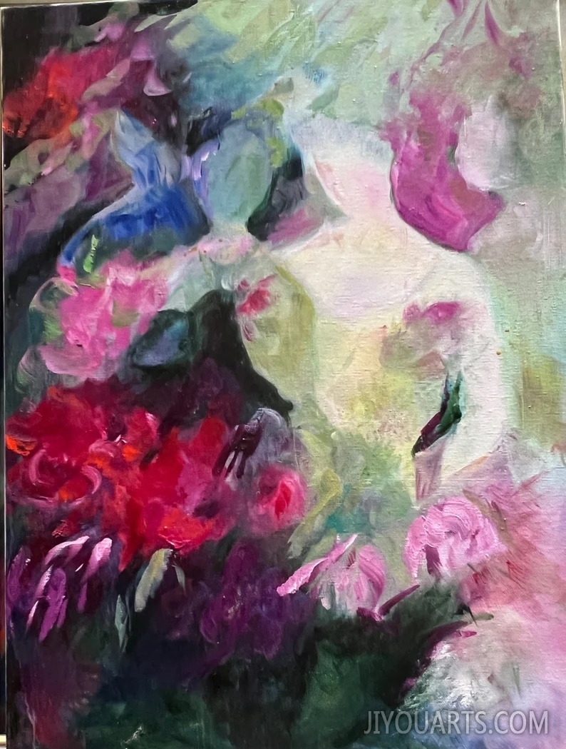 Dreamy Figures Floral Original Oil Painting