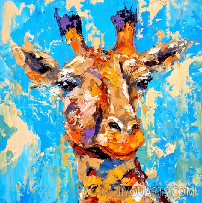 Giraffe Oil Painting African Animal Original Art Wild Animals Impasto Artwork Gifts