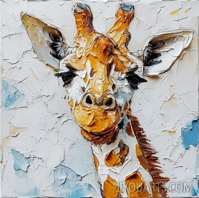 Giraffe Painting African Animals Original Art Animal Impasto Artwork Gifts