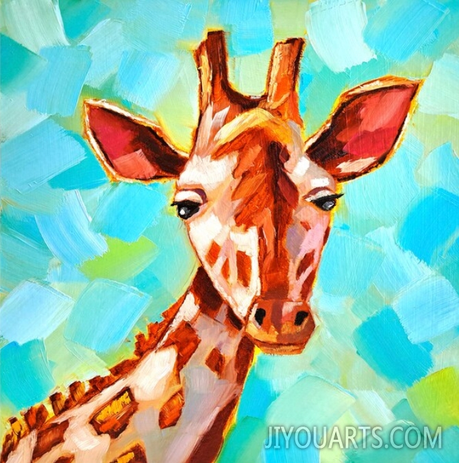 Giraffe Painting Animal Original Art Wild Animals Oil Painting