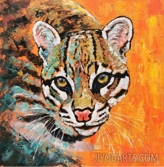 Leopard Painting Original Art Animal Wall Art Cheetah Impasto oil painting Predator Textured Art