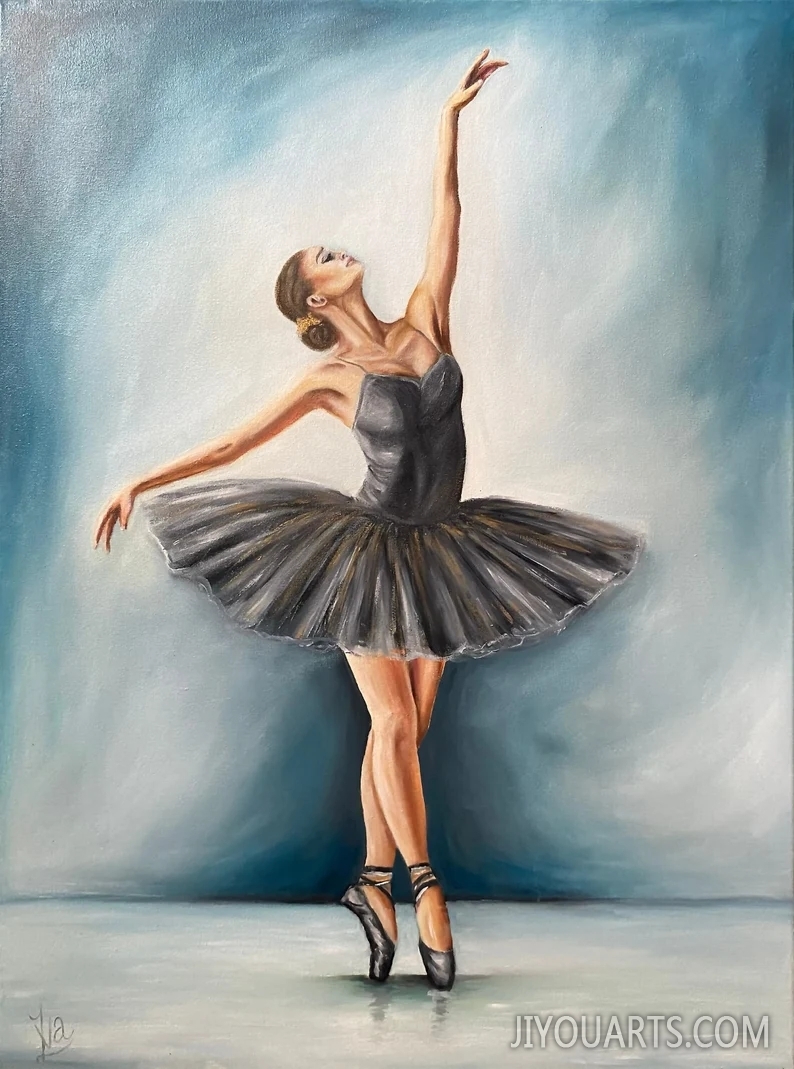 Ballet Dancer Oil Painting Original Ballet Wall Art Black Ballerina Painting Dancing Woman Wall Art Ballet Artwork Ballerina Painting Canvas