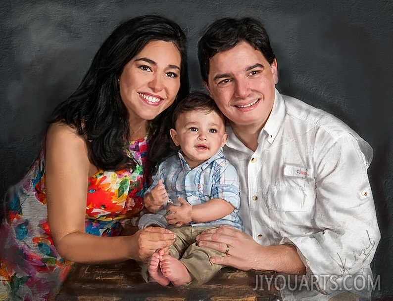 Custom Family Oil Portrait ,Combined from your pictures to make your loved ones happy