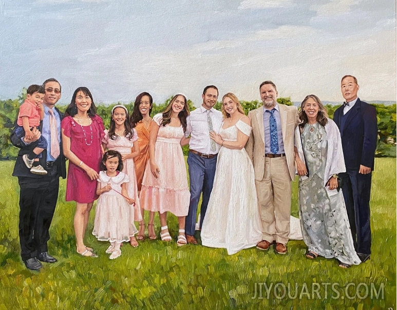 Custom painting from photo to canvas, Oil painting portrait commission, Custom wedding painting, wedding day art