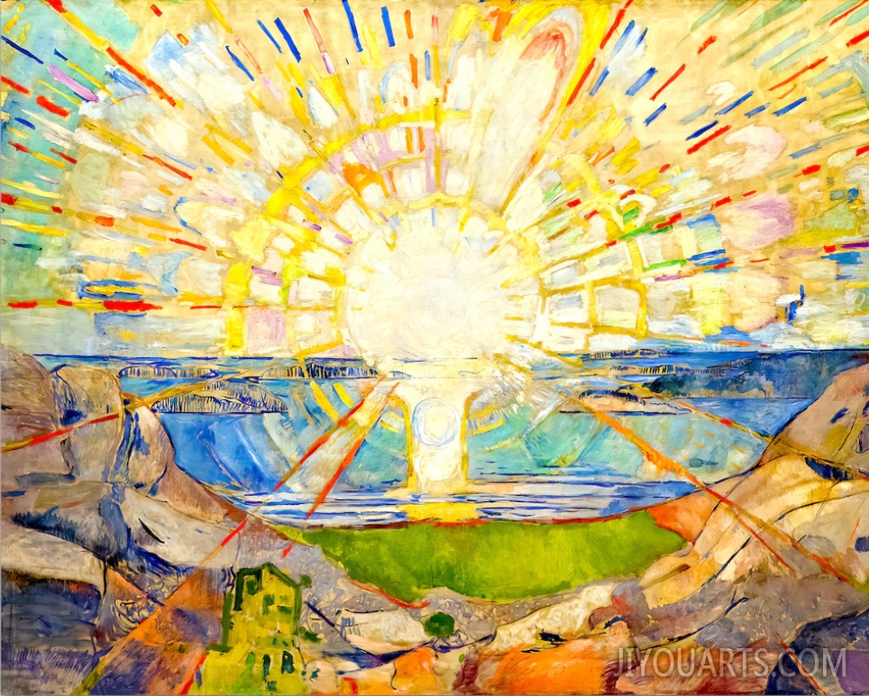 The Sun Painting Sun Wall Art Bright Posters Hopeful Decor Coastal Art Radiant Sun