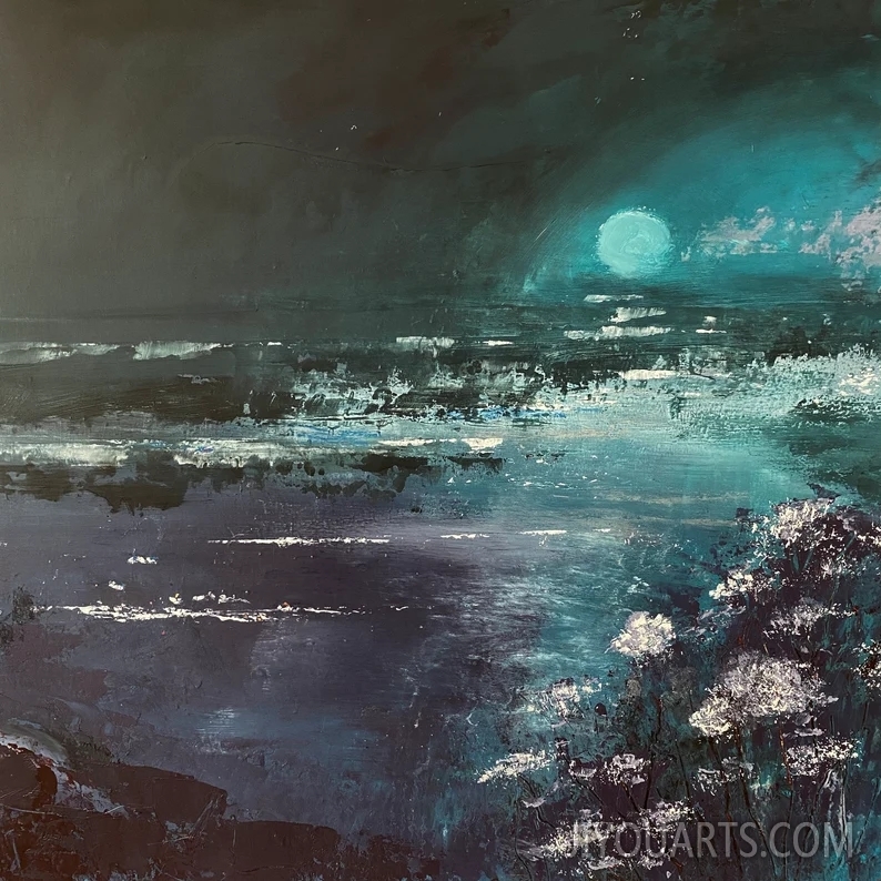 Moonlit Bay   original oil painting