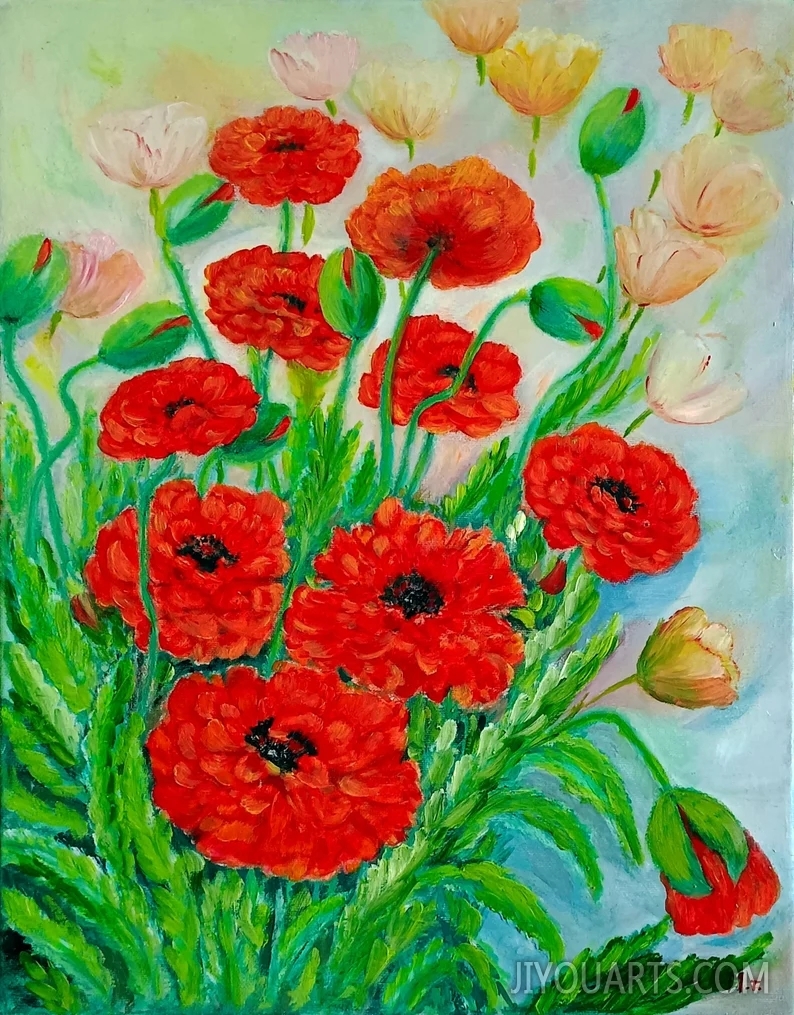 Oil painting Decorative poppies