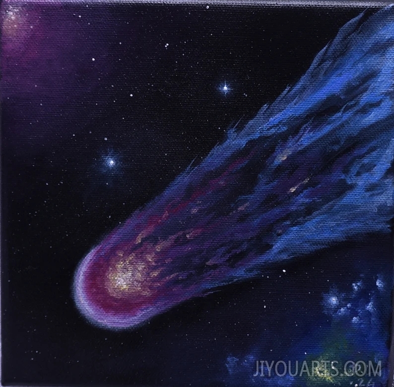 Original artwork ; Meteor in space , oil on canvas