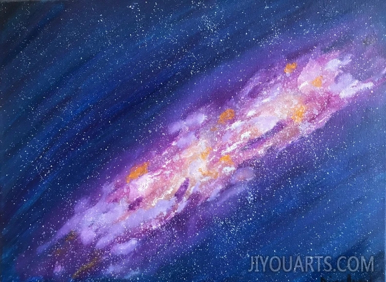 Original oil painting of space, stars and galaxy in night sky