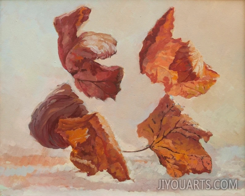 Autumn leaves Oil Painting on Canvas,Original Painting, Modern Art, Living room Wall Art, Office Interior