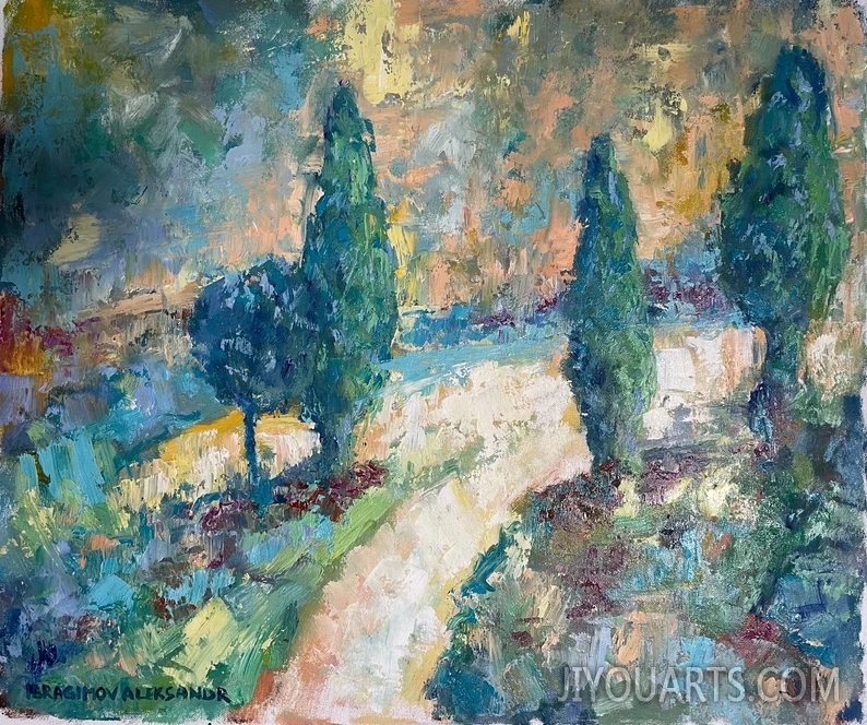 The Afterglow，original impressionist oil painting, Monet style