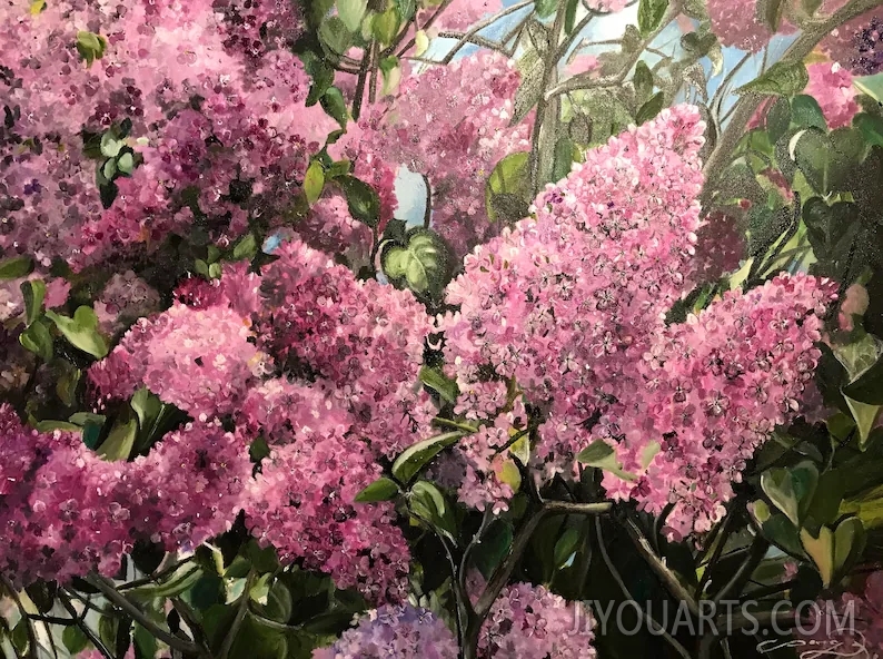 A beautiful original contemporary oil painting on canvas of gorgeous Lilacs